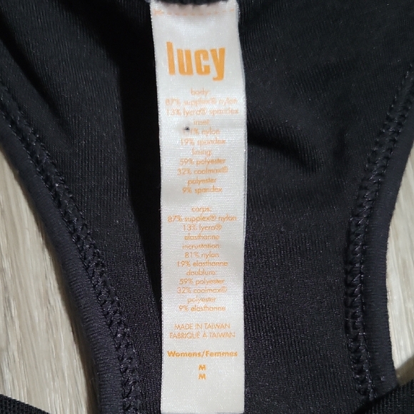 Lucy Black Sports Bra Mesh V Front Size M - Picture 3 of 3
